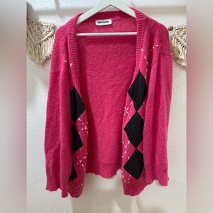 Brognano oversized Pink Argyle Women's sweater